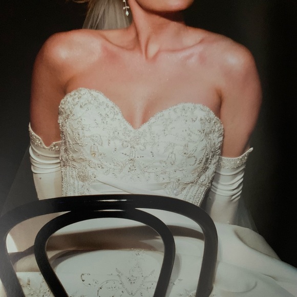 Wedding Dress, Tiera and Gloves - Picture 3 of 16